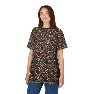 Halloween Pumpkin Floral Pattern Tee, All-over Print Cut & Sew Shirt - T-shirts