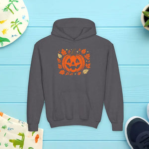 Pumpkin Youth Hoodie - Cozy Fall Vibes Kids Halloween Gift - Dipaliz - s / Dark Heather - Sweatshirts