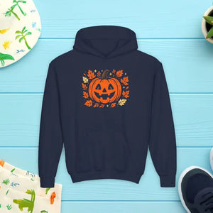 Pumpkin Youth Hoodie - Cozy Fall Vibes Kids Halloween Gift - Dipaliz - s / Navy - Sweatshirts