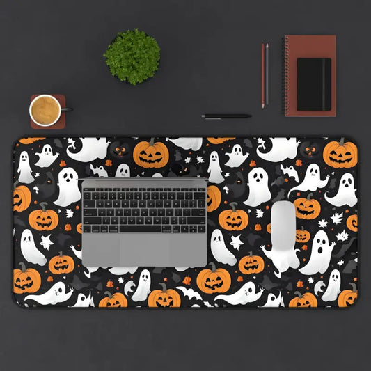 Spooky Halloween Pumpkins Ghosts Desk Mat with Anti-slip Backing - 15.5’’ × 31’’ Home Decor