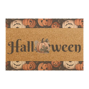 Halloween Pumpkins Wild Flowers Doormat - 24’’ x 16’’ - Door Mats