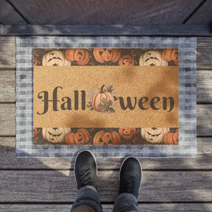Halloween Pumpkins Wild Flowers Doormat - 24’’ x 16’’ - Door Mats