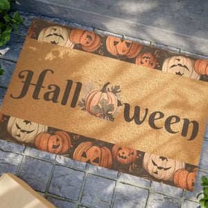Halloween Pumpkins Wild Flowers Doormat - 24’’ x 16’’ - Door Mats