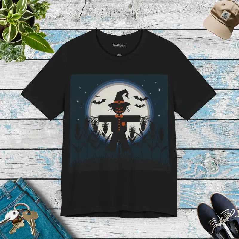 Halloween Scarecrow Unisex Jersey Tee - Spooky Style Awaits! - Black / s T-shirt