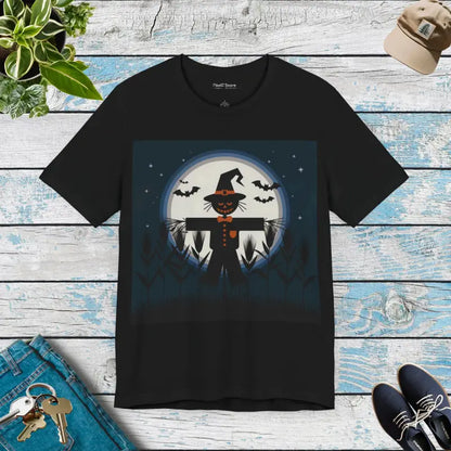 Halloween Scarecrow Unisex Jersey Tee - Spooky Style Awaits! - Black / s T-shirt