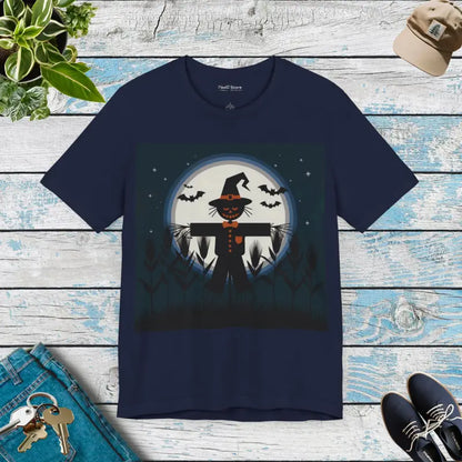 Halloween Scarecrow Unisex Jersey Tee - Spooky Style Awaits! - Navy / s T-shirt