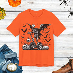 Winged Skeleton Unisex Tee - Halloween Jersey Shirt - Dipaliz - Orange / s - T-shirts