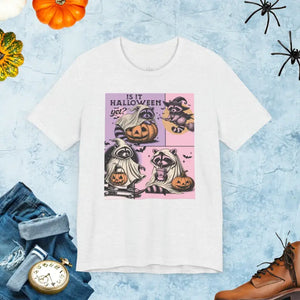 Jersey Short Sleeve Tee Spooky Halloween Raccoon Unisex - Dipaliz - Ash / s - T-shirts