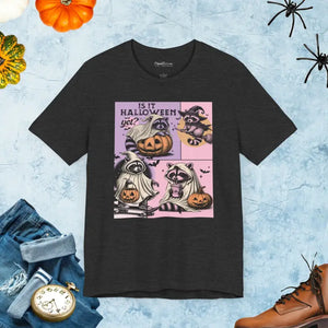 Jersey Short Sleeve Tee Spooky Halloween Raccoon Unisex - Dipaliz - Dark Grey Heather / s - T-shirts