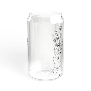 Floral 16oz Sipper Glass - Chic Bamboo Lid - Dipaliz - Tumblers
