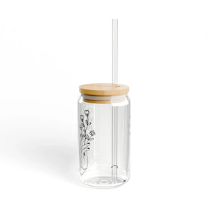 Floral 16oz Sipper Glass - Chic Bamboo Lid - Dipaliz - Tumblers