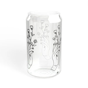 Floral 16oz Sipper Glass - Chic Bamboo Lid - Dipaliz - Tumblers