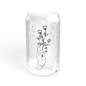 Floral 16oz Sipper Glass - Chic Bamboo Lid - Dipaliz - Tumblers