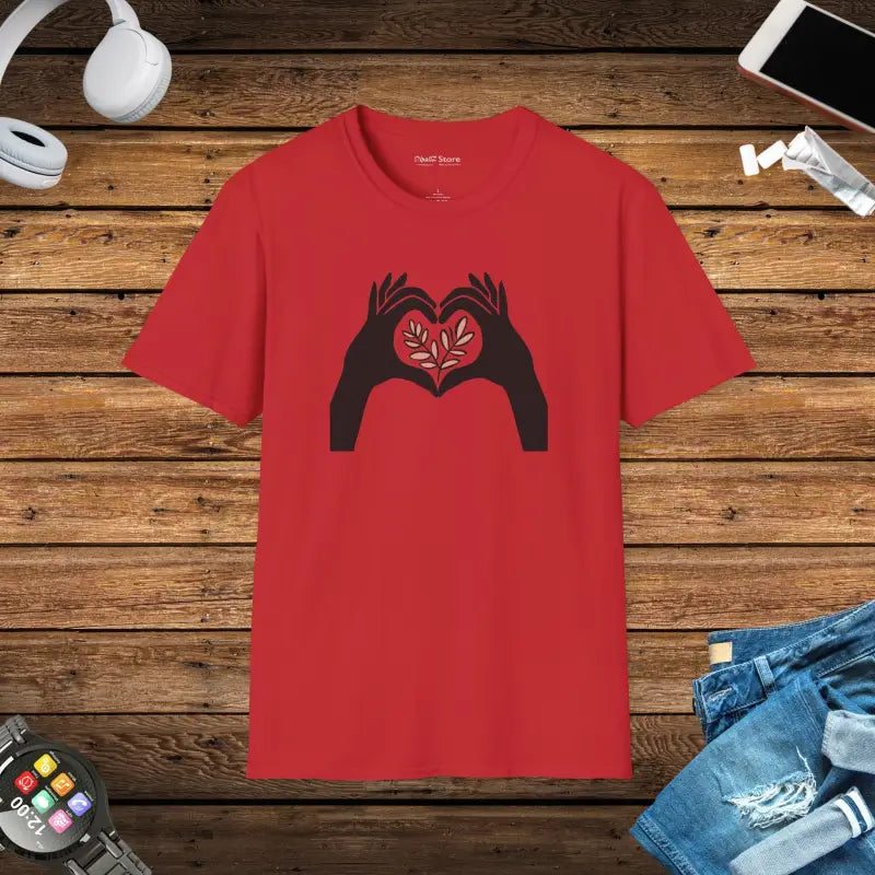 Love Nature Unisex T-shirt: Ultimate Comfort with Heart Plant Design - Red / s T-shirt