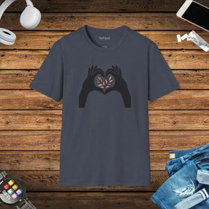 Heart Plant T-shirt - Ultimate Comfort Eco Design - Dipaliz - Heather Navy / s - T-shirts