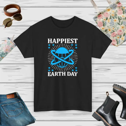 Unisex Earth Day Tee: Happiest Sustainable Cotton Classic - Black / s T-shirt