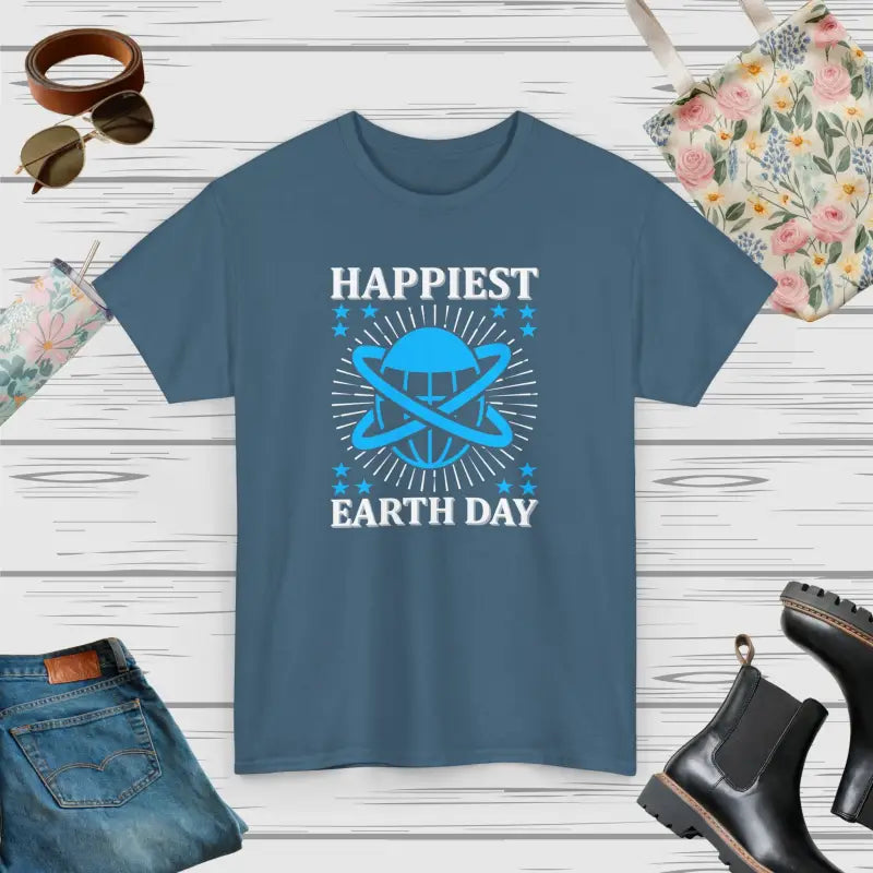 Unisex Earth Day Tee: Happiest Sustainable Cotton Classic - Indigo Blue / s T-shirt