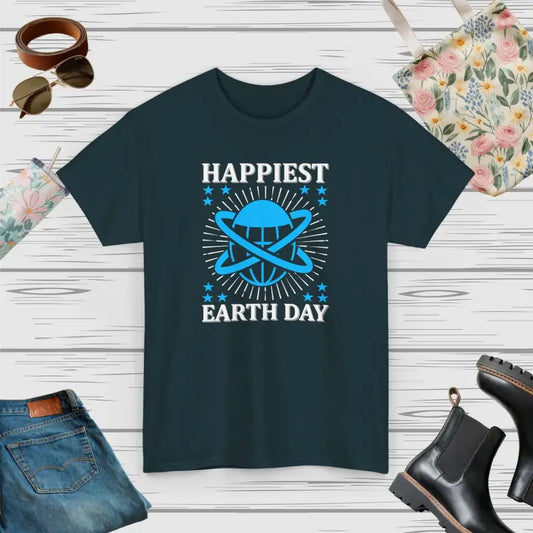 Unisex Earth Day Tee: Happiest Sustainable Cotton Classic - Midnight / s T-shirt