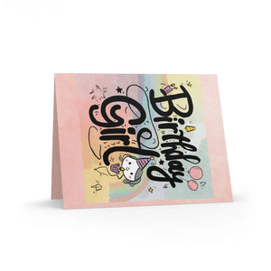 Vibrant Birthday Girl Greeting - Uncoated Cardstock - Dipaliz - & Note Cards