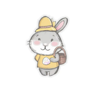 Happy Bunny Kiss Cut Stickers - Whimsical Basket Design - Dipaliz - Decorative