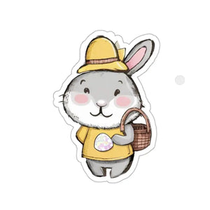 Happy Bunny Kiss Cut Stickers - Whimsical Basket Design - Dipaliz - Decorative