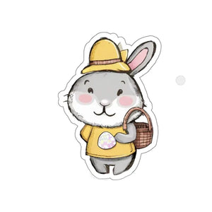Happy Bunny Kiss Cut Stickers - Whimsical Basket Design - Dipaliz - Decorative