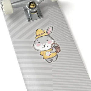 Happy Bunny Kiss Cut Stickers - Whimsical Basket Design - Dipaliz - 6’’ × / Transparent - Decorative