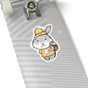 Happy Bunny Kiss Cut Stickers - Whimsical Basket Design - Dipaliz - 6’’ × / White - Decorative