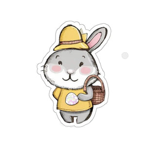 Happy Bunny Kiss Cut Stickers - Whimsical Basket Design - Dipaliz - Decorative