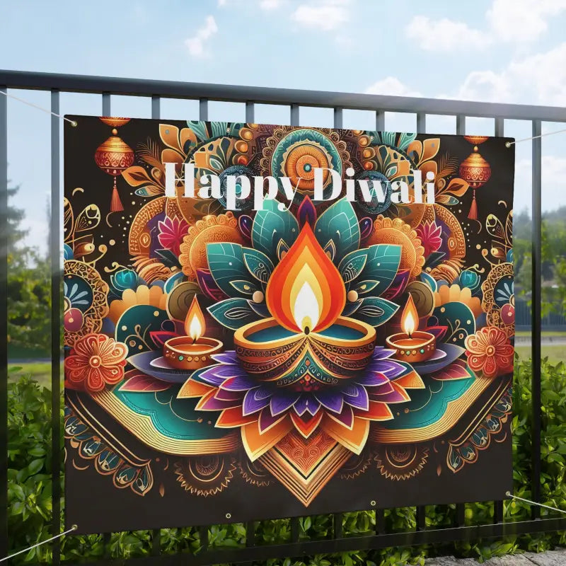 Stunning Matte Banner for a Happy Diwali Celebration! - Home Decor