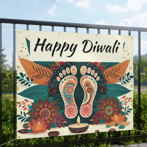 Happy Diwali Matte Banner with Laxmi Feet Design - Dipaliz - Banners