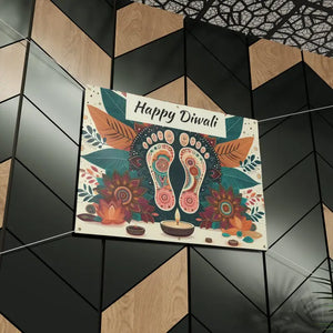 Happy Diwali Matte Banner with Laxmi Feet Design - Dipaliz - Banners