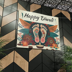 Happy Diwali Matte Banner with Laxmi Feet Design - Dipaliz - Banners