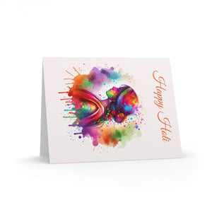 Vibrant Holi Greeting Cards - Festive Pattern 5x4 - Dipaliz - & Note