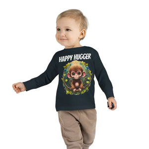 Toddler Long Sleeve Tee Monkey Cuddles Soft Cotton - Dipaliz - Black / 2t - Baby & Clothing