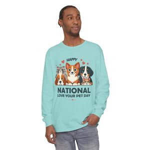 Vintage Long Sleeve Tee Happy National Love Cotton - Dipaliz - T-shirts - s