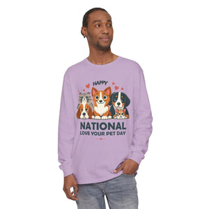 Vintage Long Sleeve Tee Happy National Love Cotton - Dipaliz - T-shirts - s