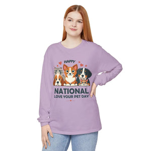 Vintage Long Sleeve Tee Happy National Love Cotton - Dipaliz - T-shirts - s