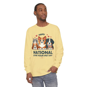 Vintage Long Sleeve Tee Happy National Love Cotton - Dipaliz - T-shirts - s