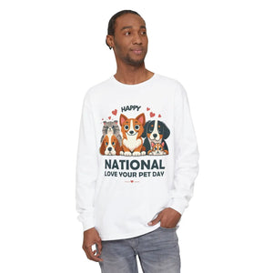 Vintage Long Sleeve Tee Happy National Love Cotton - Dipaliz - T-shirts - s