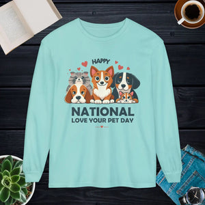 Vintage Long Sleeve Tee Happy National Love Cotton - Dipaliz - T-shirts - s