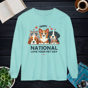 Happy National Love Pet Day Long Sleeve Tee - Dipaliz - Chalky Mint / s - T-shirts