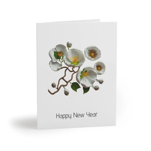 Elegant White Flower Greeting Cards - New Year - Dipaliz