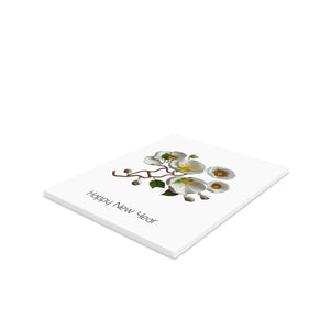 Elegant White Flower Greeting Cards - New Year - Dipaliz