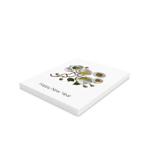 Elegant White Flower Greeting Cards - New Year - Dipaliz