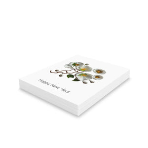 Elegant White Flower Greeting Cards - New Year - Dipaliz