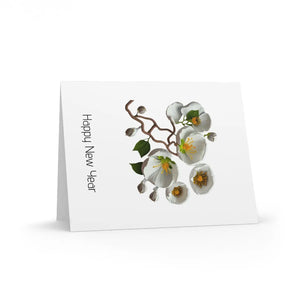 Elegant White Flower Greeting Cards - New Year - Dipaliz