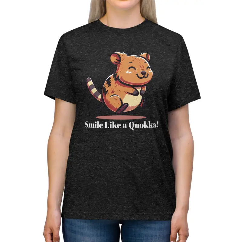 Joyful Quokka Triblend Tee: Fun Meets Style & Comfort! - Black Heather / s T-shirt