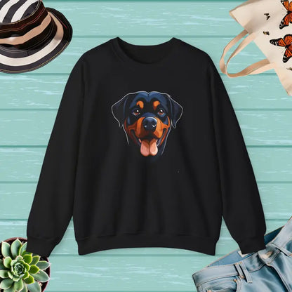 Happy Rottweiler Unisex Heavy Blend Crewneck Sweatshirt - Black / s