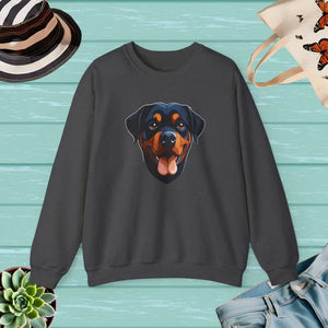 Happy Rottweiler Unisex Heavy Blend Crewneck Sweatshirt - Dipaliz - Dark Heather / s - Sweatshirts
